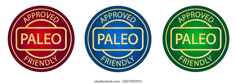 Set of Paleo approved friendly stamps. Paleo diet. Product label. Logo or icon. Sticker