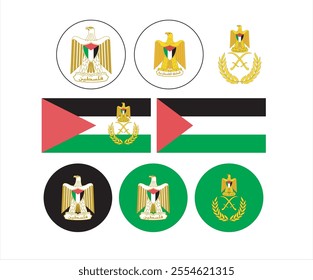 Set of Palestine flag Icon Vector Illustration Map of Palestine Flag country vector. icon of collecion of National flag of Palestine country