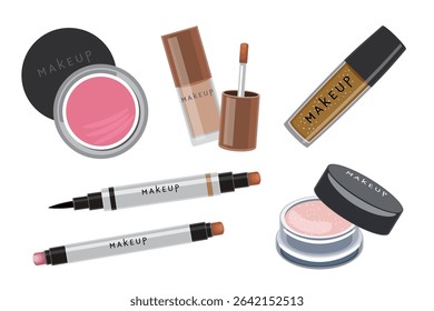 Set of Palettes Makeup Products vector illustration