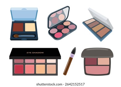 Set of Palettes Makeup Products vector illustration