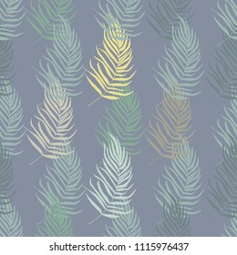 Set of palm,  jungle , tropical,   leaves background. Vector floral, botanical and foliage illustration. Seamless pattern for print. 