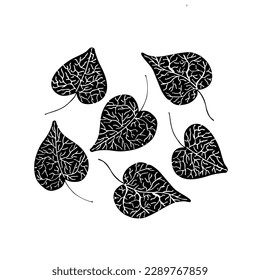 Set of palm leaves silhouettes isolated on white background.