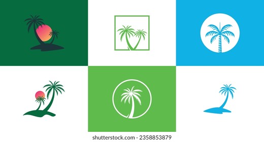 conjunto de diseño del logo de la palma con concepto creativo vector premium