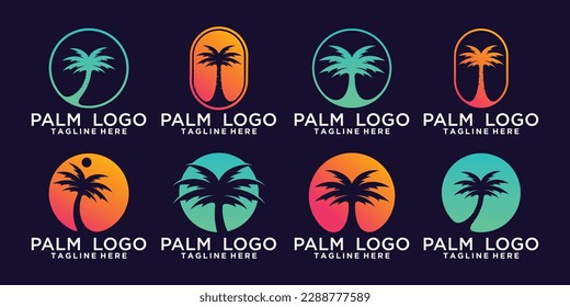 Establecer el diseño del logotipo de la palma con un concepto único Vector Premium Parte 1