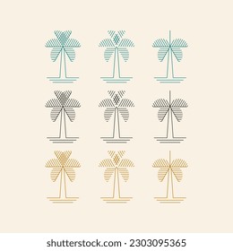 Set of palm logo design vector template, palm tree collection 