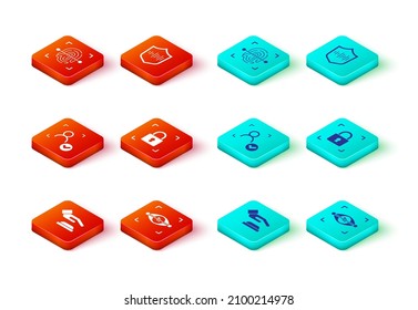 Set Palm print recognition, Eye scan, Face, Fingerprint with lock, Shield voice and  icon. Vector