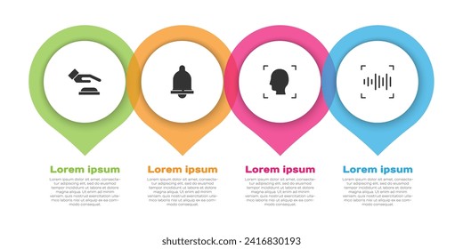 Set Palm print recognition, Motion sensor, Face and Voice. Business infographic template. Vector