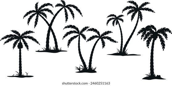Conjunto de siluetas de palma. Vector conjunto de palmeras.