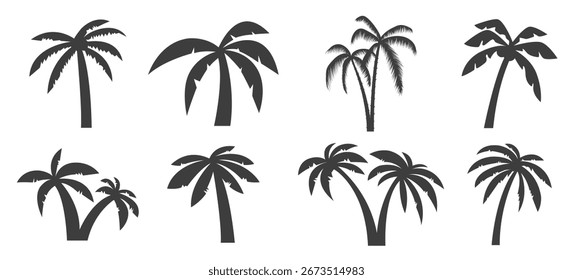 set palm tree symbole weiß hintergrund elemente logo label emblem zeichen menu illustration.