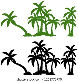 Set of palm tree  illustration