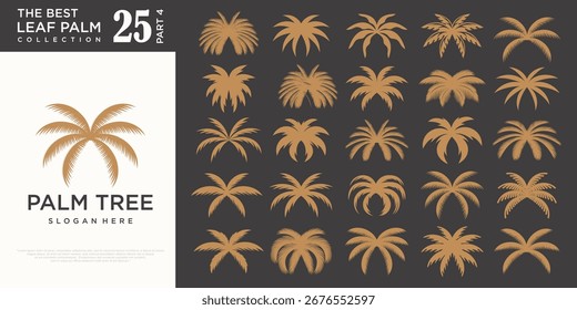 Conjunto de diseño de logotipo de palmera. Ilustración vectorial. Plantilla de logotipo tropical de lujo