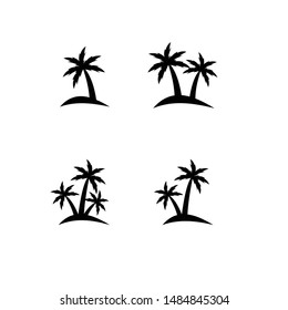 set palm tree logo icon design vector illustration