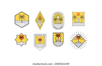 set of palm tree logo vector 