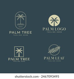 set of palm tree logo vector illustration. luxury tropical logo template