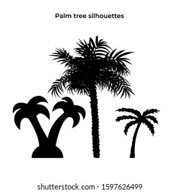 Set of palm tree silhouette vector element.