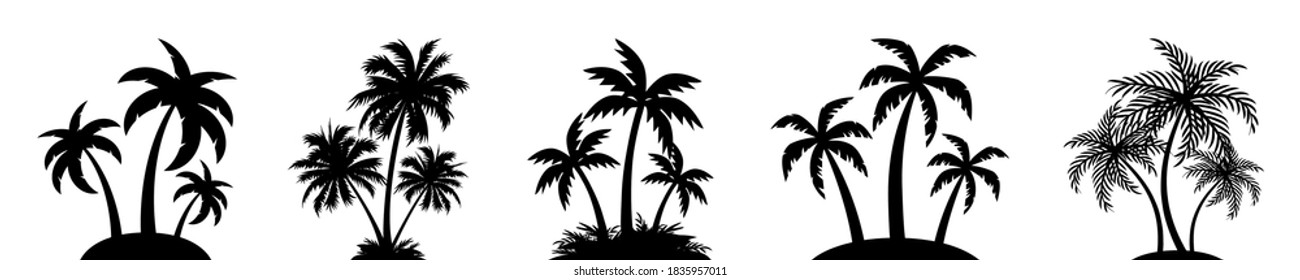 Set palm tree silhouettes sign, palm collection – stock vector