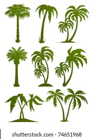 set of palm tree silhouettes vector illustration isolated on white background