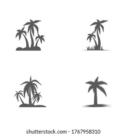 Set Palm tree summer logo template vector illustration