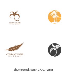 Set Palm tree summer logo template vector illustration