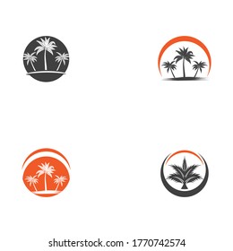 Set Palm tree summer logo template vector illustration