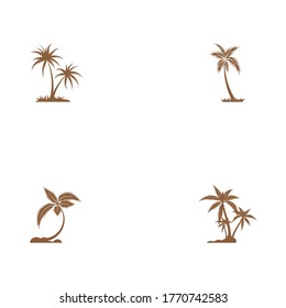 Set Palm tree summer logo template vector illustration