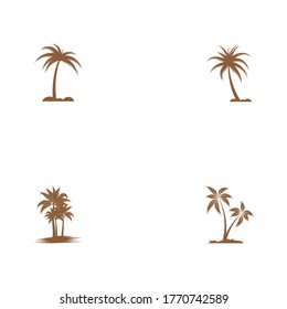 Set Palm tree summer logo template vector illustration