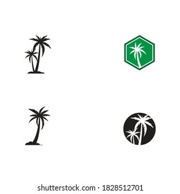 Set of Palm tree summer logo templates, vector illustrations