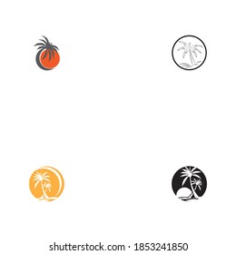 Palm-Sommer-Logo festlegen, Vektorgrafik