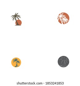 Set Palm tree summer logo template vector illustration