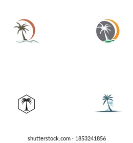 Establecer la ilustración vectorial del logotipo de Palm Tree
