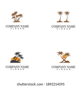 Establecer la ilustración vectorial del logotipo de Palm Tree