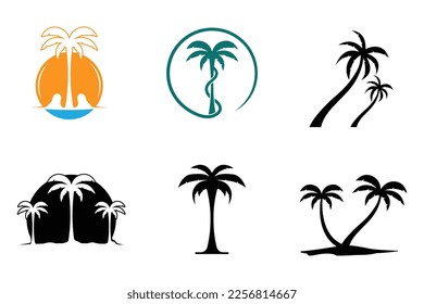 conjunto de plantillas de logotipo de verano de palmera ilustración vectorial