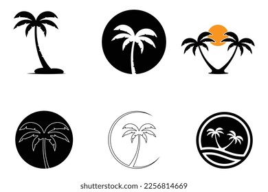 conjunto de plantillas de logotipo de verano de palmera ilustración vectorial