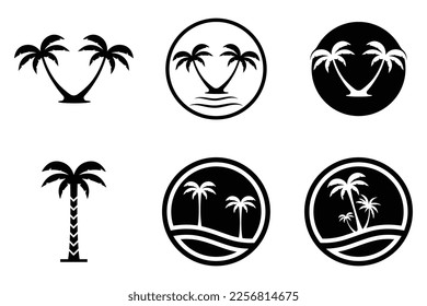 conjunto de plantillas de logotipo de verano de palmera ilustración vectorial