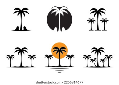 Zeichensatz aus Palmen Sommer Logo Vorlage Vektorgrafik