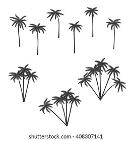  Set of palm tree. Palm trees icons set. Palm trees, vector illustration.