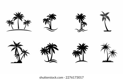 set of palm tree vector icon