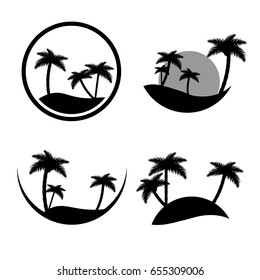 Set palm trees icon, flat design template, vector illustration