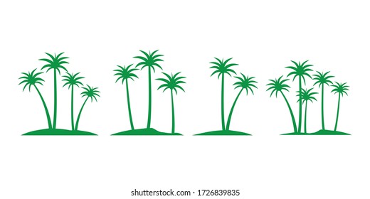 Set of palm trees icon vector isolated on white background.