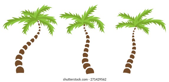 Set of Palm trees, isolated vector illustration