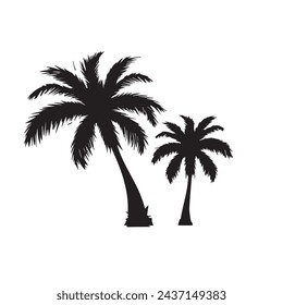 Conjunto de palmeras silueta diseño de vector tropical