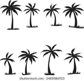 set of palm trees vector illustration. 
Good for banner, poster, greeting card, party card, invitation, template, advertising, campaign, and social media. 

