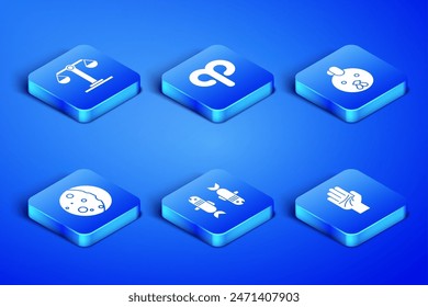 Set Palmistry of the hand, Libra zodiac, Pisces, Eclipse sun, Aries and Rooster icon. Vector