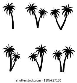 Set of palms. Palm tree vector image. Palm tree silhouette