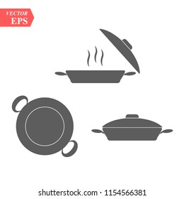 Set of pan icon. Simple filled pan vector icon. On white background. eps10