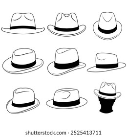 Conjunto de chapéus panamá ilustração vetorial