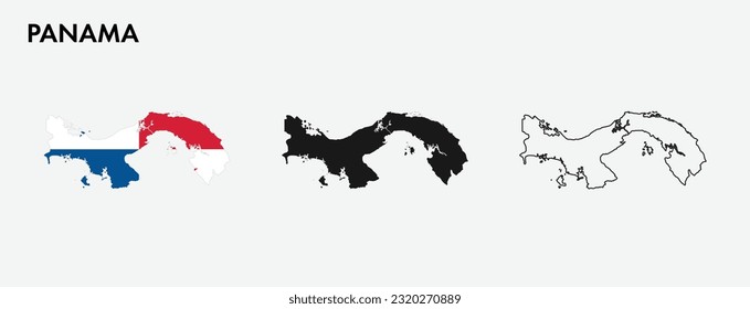 Set of Set of panama map isolated on white background, vector illustration design