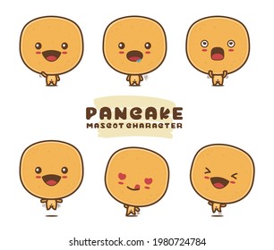 set. Pancake cartoon mascot illustration with various poses.