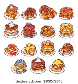 Set of pancake hand drawn illustration