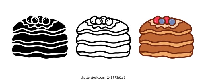 Set of Pancakes cartoon doodle, Vector, Illustration.